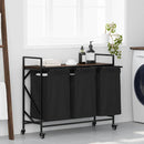 vidaXL barna tölgy mosodai kosár 3 rekeszes kerekekkel