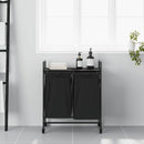 vidaXL fekete tölgyfa mosodai kosár 3 rekeszes kerekekkel