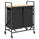 vidaXL sonoma tölgy mosodai kosár 2 rekeszes kerekekkel