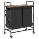 vidaXL füstölt tölgy mosodai kosár 2 rekeszes kerekekkel