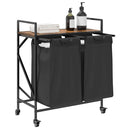 vidaXL füstölt tölgy mosodai kosár 2 rekeszes kerekekkel