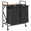 vidaXL füstölt tölgy mosodai kosár 2 rekeszes kerekekkel