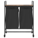 vidaXL füstölt tölgy mosodai kosár 2 rekeszes kerekekkel