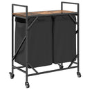 vidaXL füstölt tölgy mosodai kosár 2 rekeszes kerekekkel