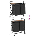 vidaXL füstölt tölgy mosodai kosár 2 rekeszes kerekekkel