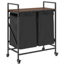 vidaXL barna tölgy mosodai kosár 2 rekeszes kerekekkel