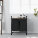 vidaXL barna tölgy mosodai kosár 2 rekeszes kerekekkel