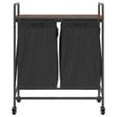 vidaXL barna tölgy mosodai kosár 2 rekeszes kerekekkel