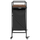 vidaXL barna tölgy mosodai kosár 2 rekeszes kerekekkel