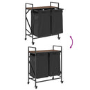 vidaXL barna tölgy mosodai kosár 2 rekeszes kerekekkel