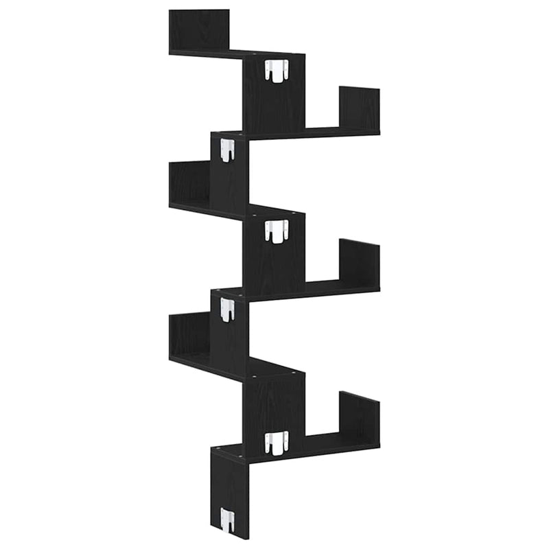 vidaXL Sarokpolc polcokkal Musta tammi 45 x 45 x 147 cm Faanyag