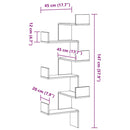vidaXL Sarokpolc polcokkal Musta tammi 45 x 45 x 147 cm Faanyag