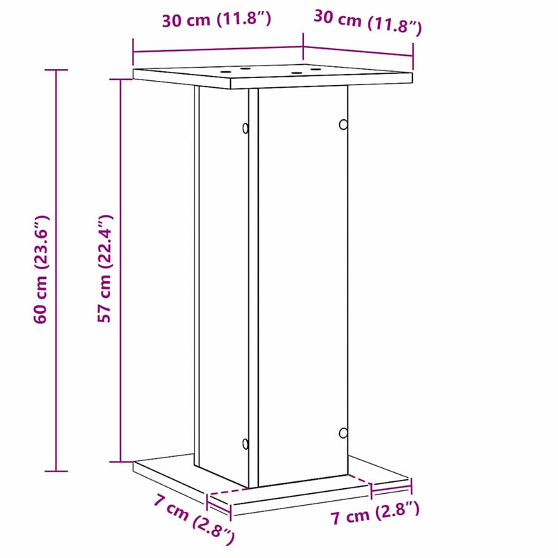 vidaXL Hangszóró állványok 2 pcs Musta tammi 30 x 30 x 60 cm Faanyag