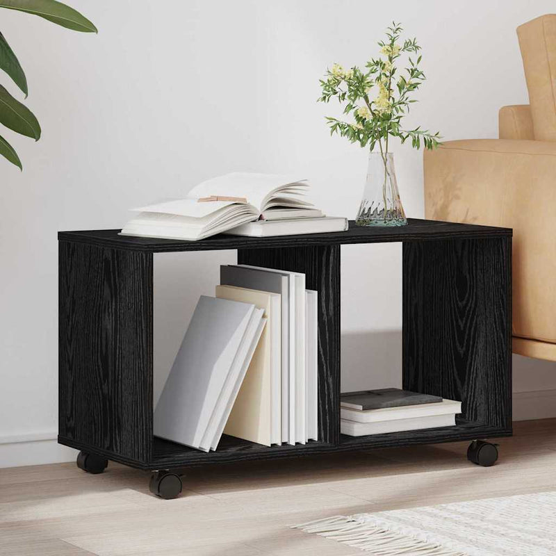 vidaXL Végasztal polcokkal Musta tammi 72 x 33 x 42.5 cm Faanyag