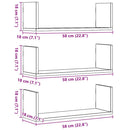 vidaXL 3 db fekete tölgyfa fali polc 58 x 18 x 18 cm