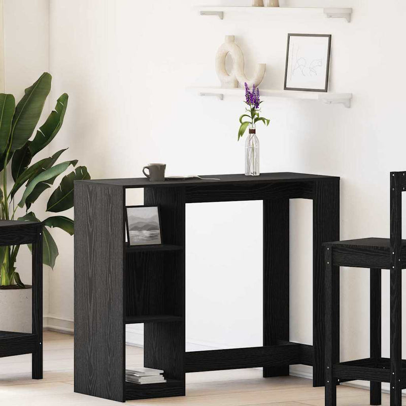 vidaXL Bárasztal polcokkal Fekete tölgy 124 x 46 x 103.5 cm Faanyag