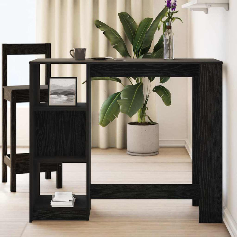 vidaXL Bárasztal polcokkal Fekete tölgy 124 x 46 x 103.5 cm Faanyag