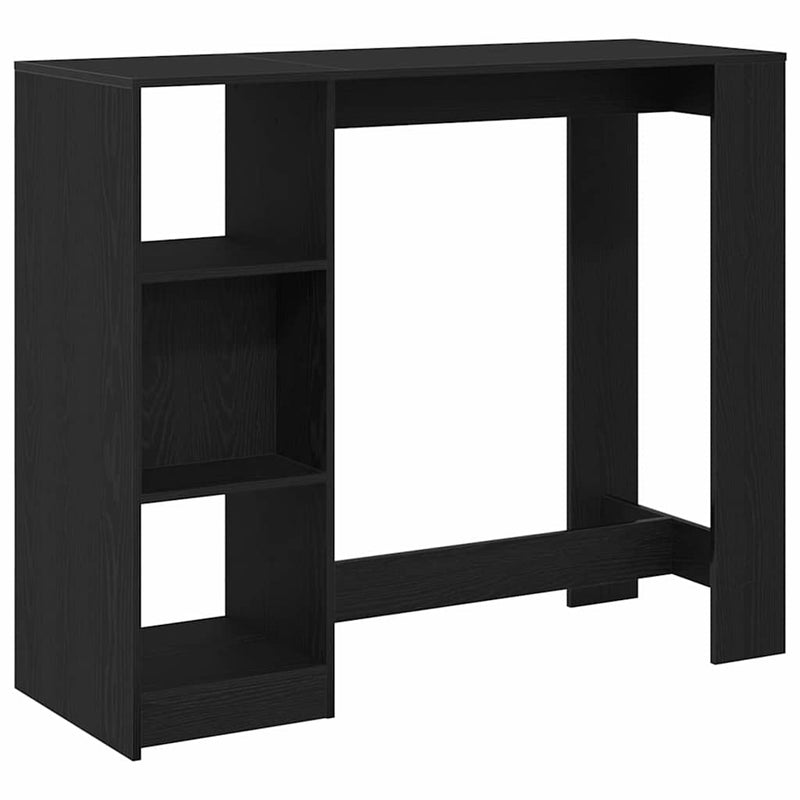 vidaXL Bárasztal polcokkal Fekete tölgy 124 x 46 x 103.5 cm Faanyag