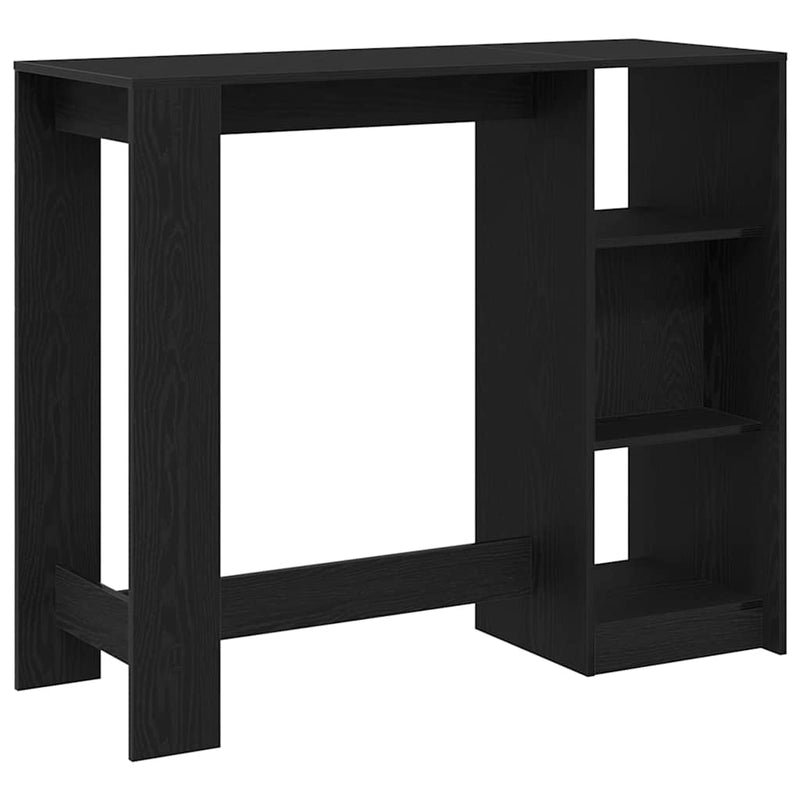 vidaXL Bárasztal polcokkal Fekete tölgy 124 x 46 x 103.5 cm Faanyag