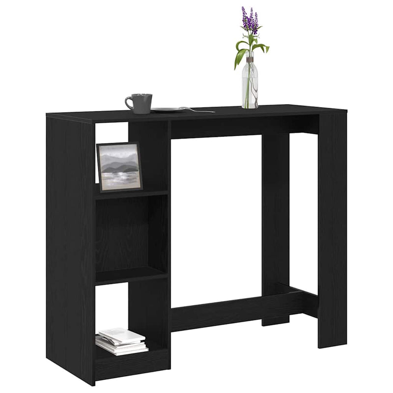 vidaXL Bárasztal polcokkal Fekete tölgy 124 x 46 x 103.5 cm Faanyag