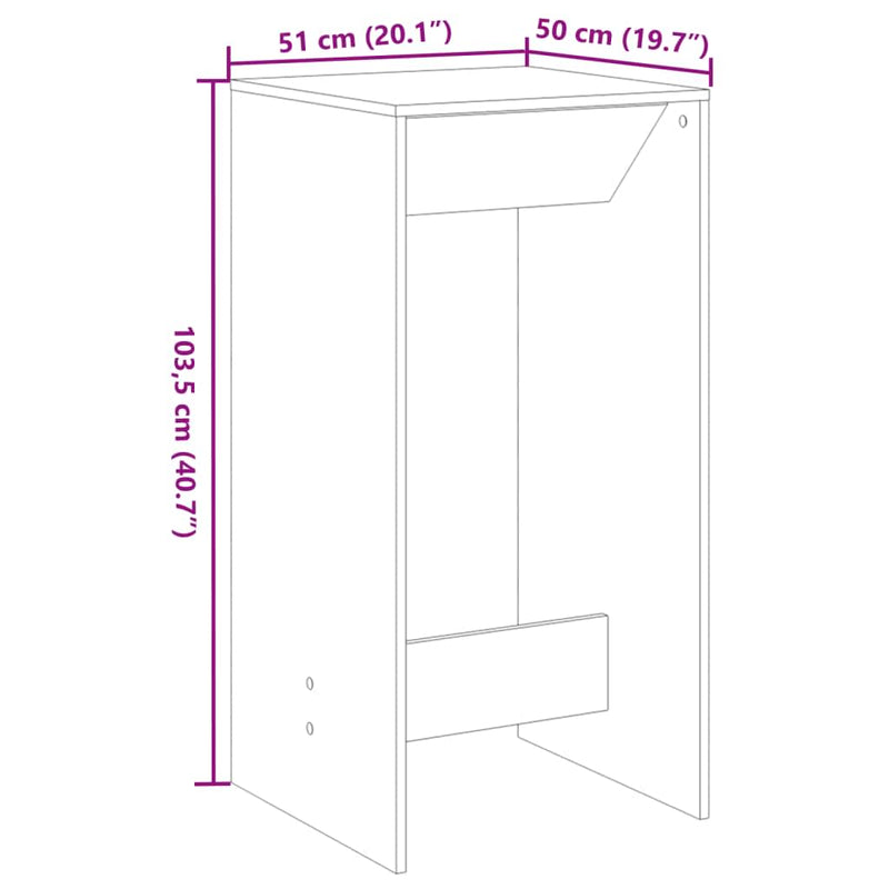 vidaXL Bárasztal Fekete tölgy 51 x 50 x 103.5 cm Faanyag