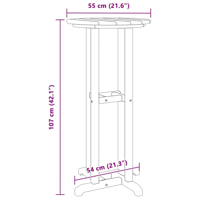 vidaXL Bárasztal Fekete 55 x 55 x 107 cm HDPE