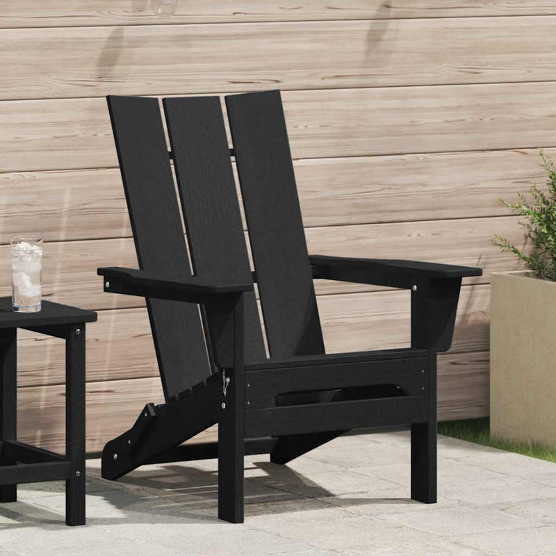 vidaXL Összecsukható Adirondack szék Fekete 74.5 x 80.5 x 90cm HDPE