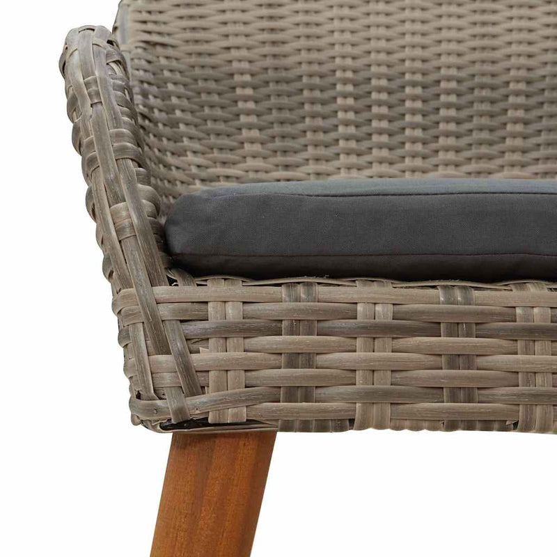vidaXL Kerti Szék párnával 2 pcs Fekete 55 x 62,5 x 82cm polirattan