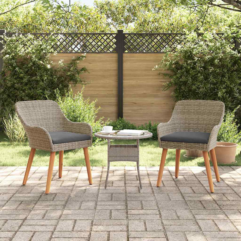 vidaXL Kerti Szék párnával 2 pcs Fekete 55 x 62,5 x 82cm polirattan