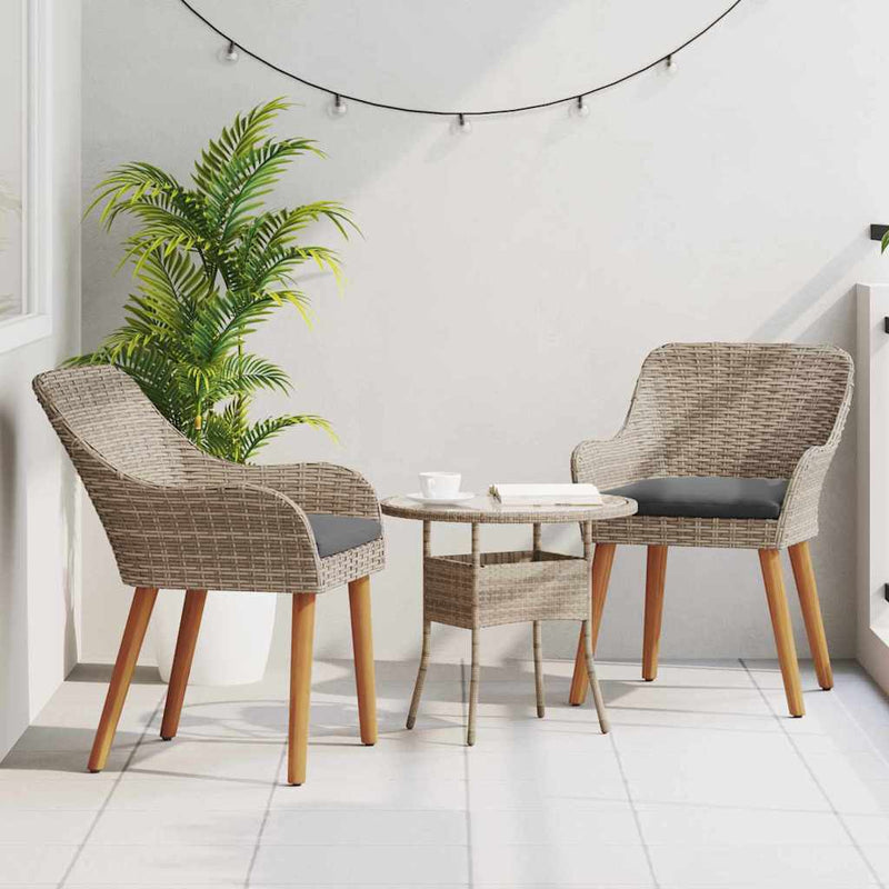 vidaXL Kerti Szék párnával 2 pcs Fekete 55 x 62,5 x 82cm polirattan