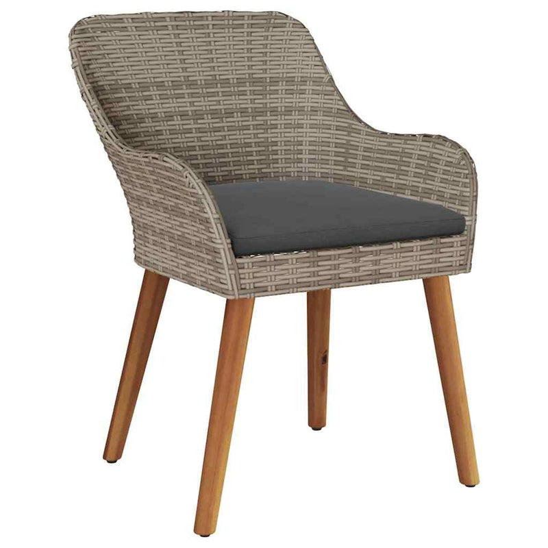 vidaXL Kerti Szék párnával 2 pcs Fekete 55 x 62,5 x 82cm polirattan