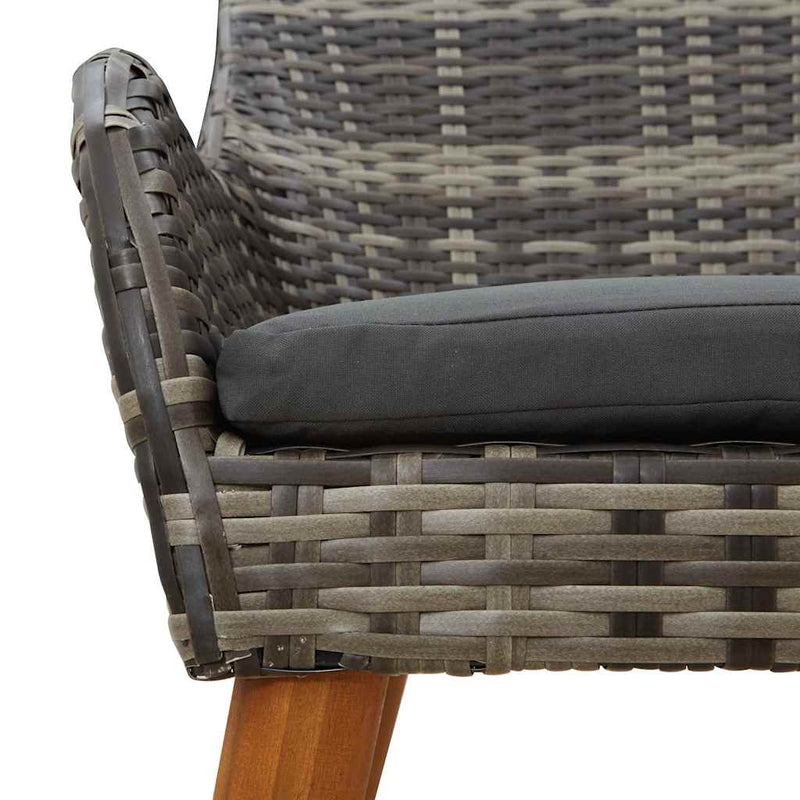vidaXL Kerti Szék párnával 2 pcs Szürke 55 x 62,5 x 82cm polirattan