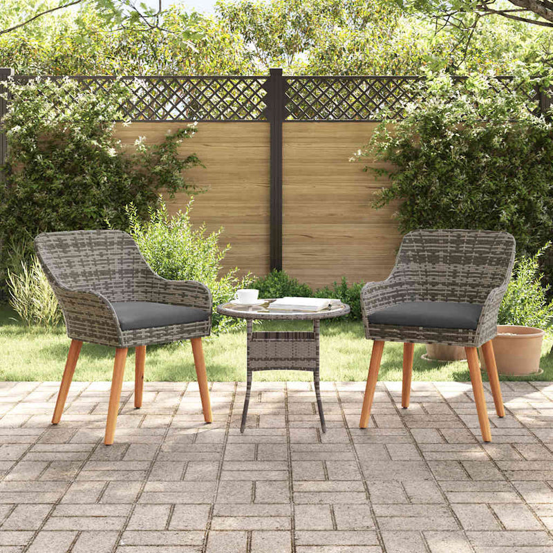 vidaXL Kerti Szék párnával 2 pcs Szürke 55 x 62,5 x 82cm polirattan