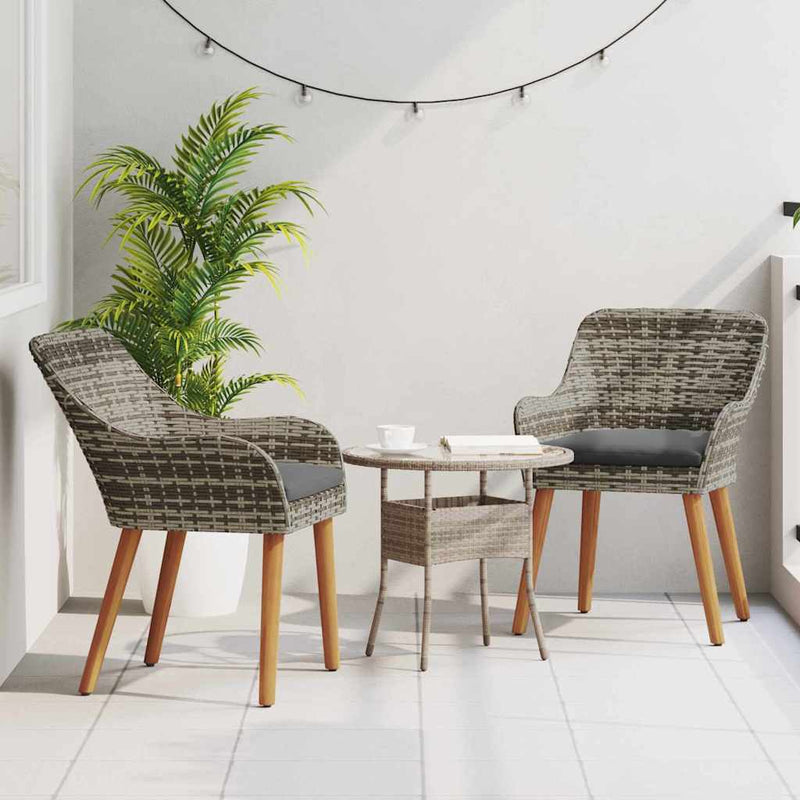 vidaXL Kerti Szék párnával 2 pcs Szürke 55 x 62,5 x 82cm polirattan