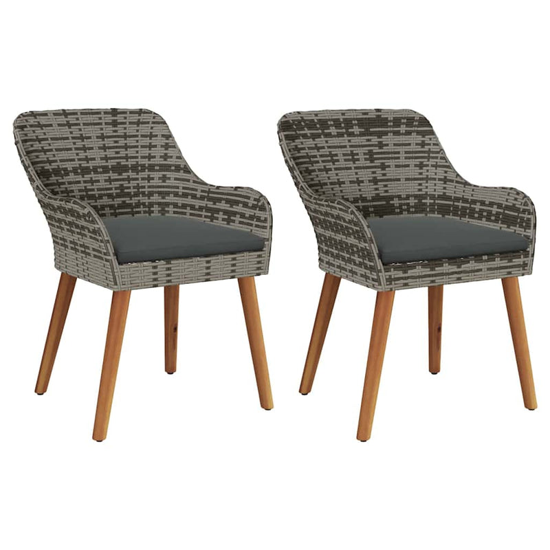 vidaXL Kerti Szék párnával 2 pcs Szürke 55 x 62,5 x 82cm polirattan