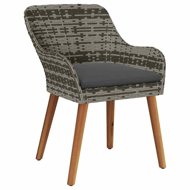 vidaXL Kerti Szék párnával 2 pcs Szürke 55 x 62,5 x 82cm polirattan