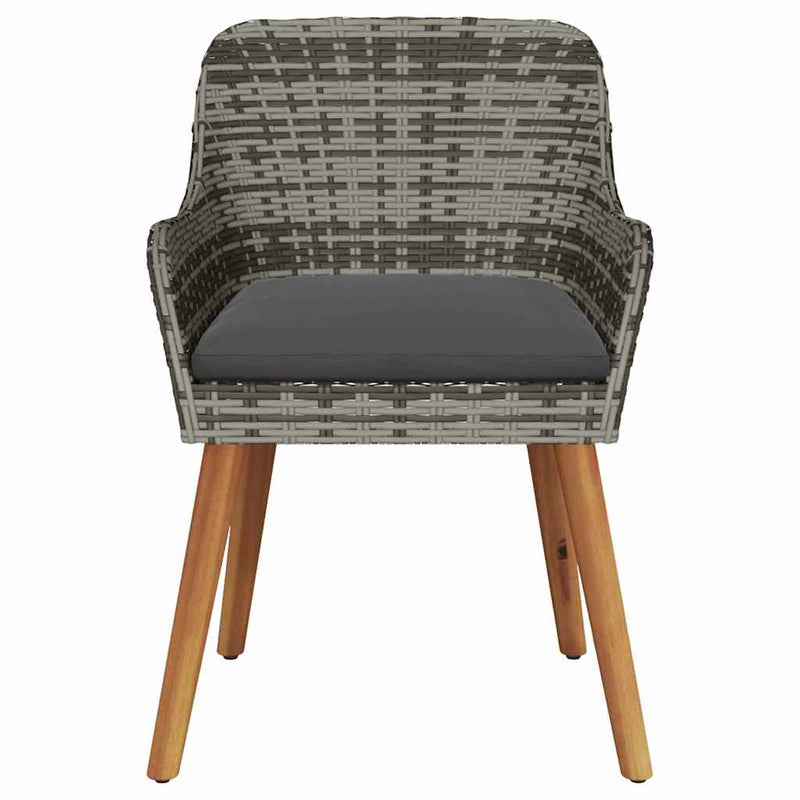 vidaXL Kerti Szék párnával 2 pcs Szürke 55 x 62,5 x 82cm polirattan