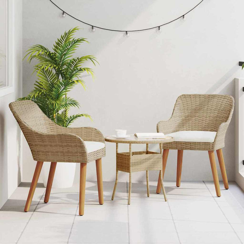 vidaXL Kerti Szék párnával 2 pcs Bézs 55 x 62,5 x 82cm polirattan