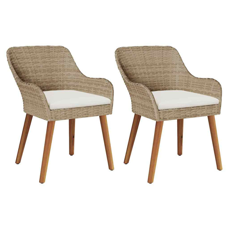 vidaXL Kerti Szék párnával 2 pcs Bézs 55 x 62,5 x 82cm polirattan