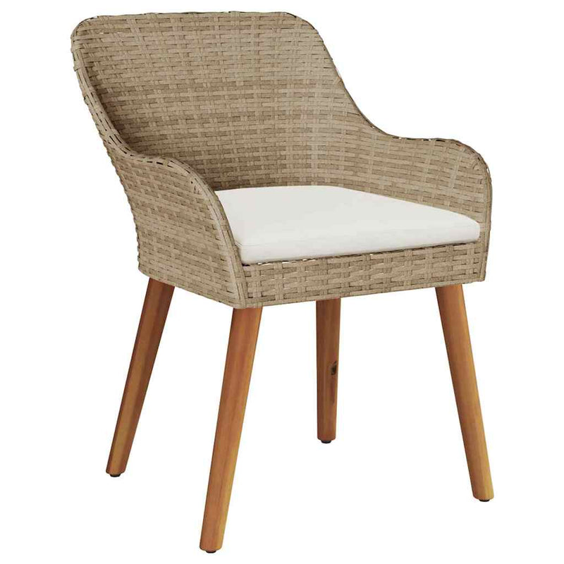 vidaXL Kerti Szék párnával 2 pcs Bézs 55 x 62,5 x 82cm polirattan
