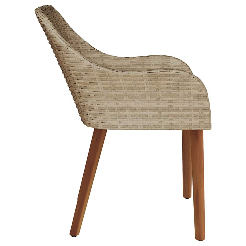 vidaXL Kerti Szék párnával 2 pcs Bézs 55 x 62,5 x 82cm polirattan