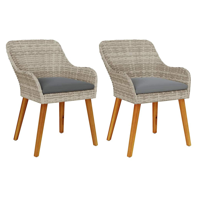 vidaXL Kerti Szék 2 pcs Világosszürke 55 x 62,5 x 82cm polirattan