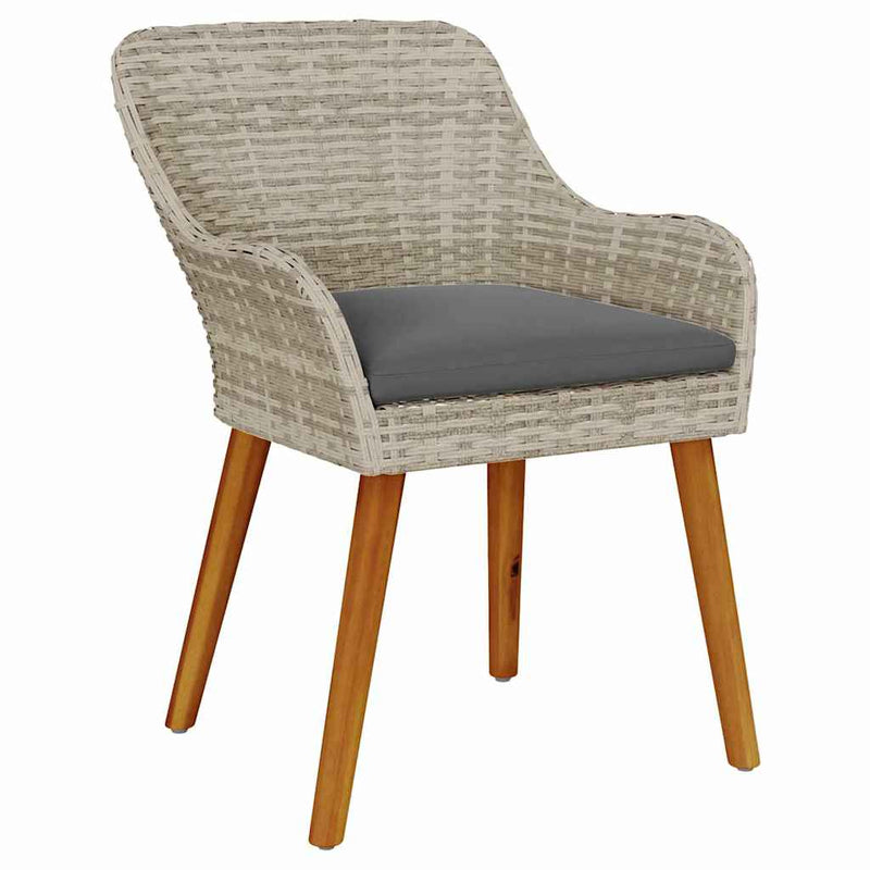 vidaXL Kerti Szék 2 pcs Világosszürke 55 x 62,5 x 82cm polirattan