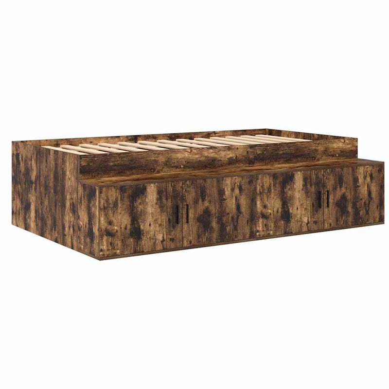 vidaXL Ágykeret tárolóval tárolóval Füstölt tölgy 100 x 200 cm Faanyag