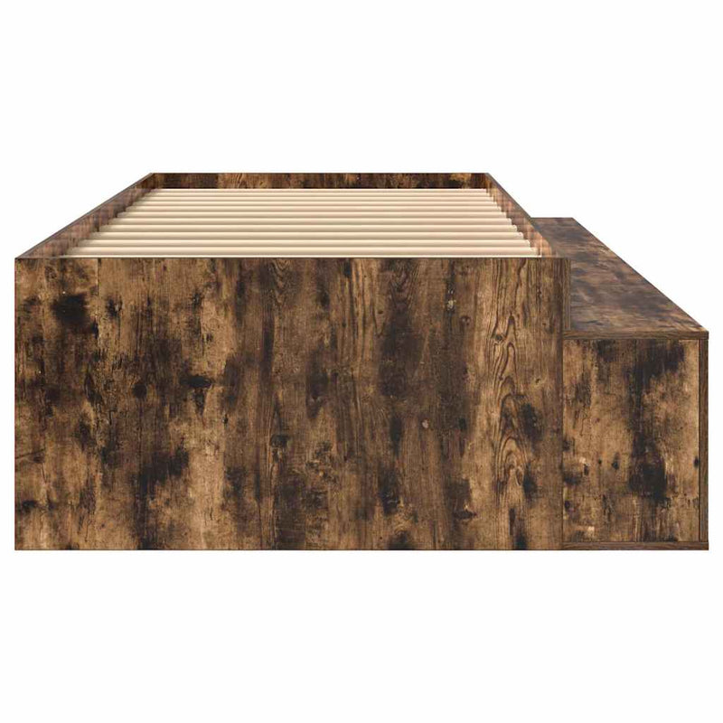 vidaXL Ágykeret tárolóval tárolóval Füstölt tölgy 100 x 200 cm Faanyag