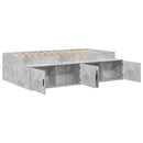 vidaXL Ágykeret fiókkal tárolóval Beton Szürke 90 x 200 cm Faanyag