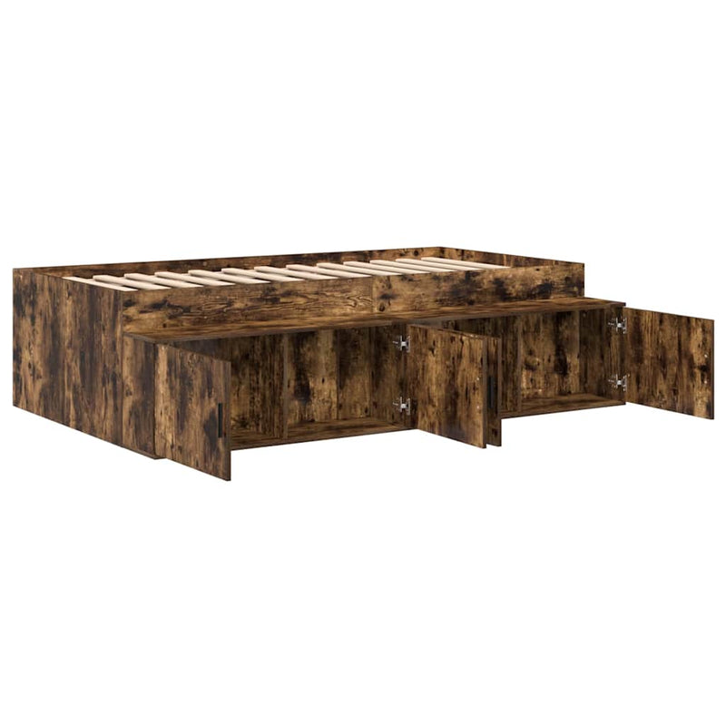 vidaXL Ágykeret tárolóval tárolóval Füstölt tölgy 90 x 200 cm Faanyag