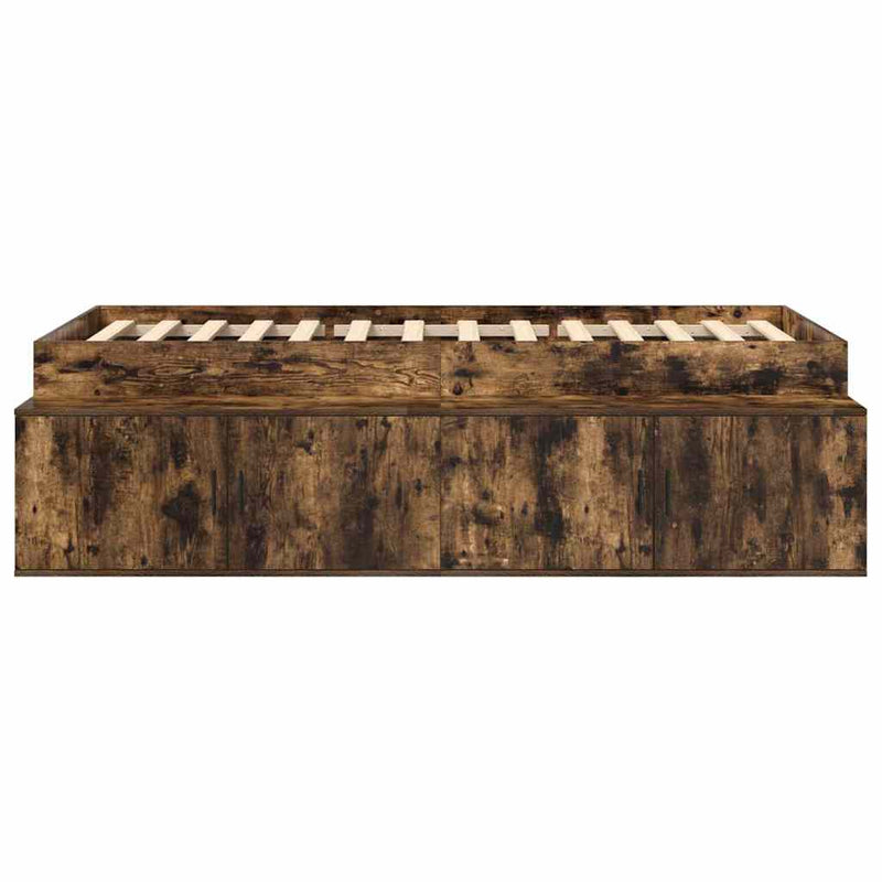 vidaXL Ágykeret tárolóval tárolóval Füstölt tölgy 90 x 200 cm Faanyag