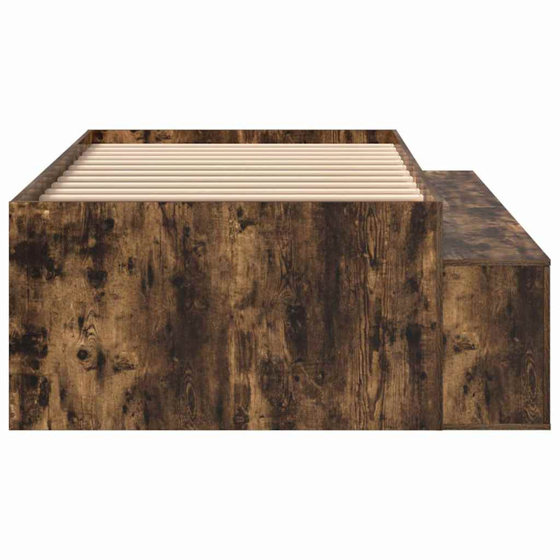vidaXL Ágykeret tárolóval tárolóval Füstölt tölgy 90 x 200 cm Faanyag