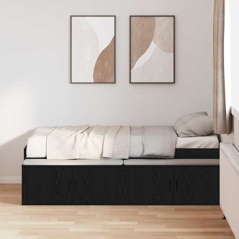 vidaXL Ágykeret tárolóval tárolóval Musta tammi 80 x 200 cm Faanyag